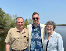 Group photo: (L-R): Dr. Andrew McDonald, Professor with the Harquail School of Earth Sciences, Dr. Christopher Beckett-Brown (Laurentian alumnus), and Beth McClenaghan (Geological Survey of Canada) have been awarded the Hawley Medal for Best Paper